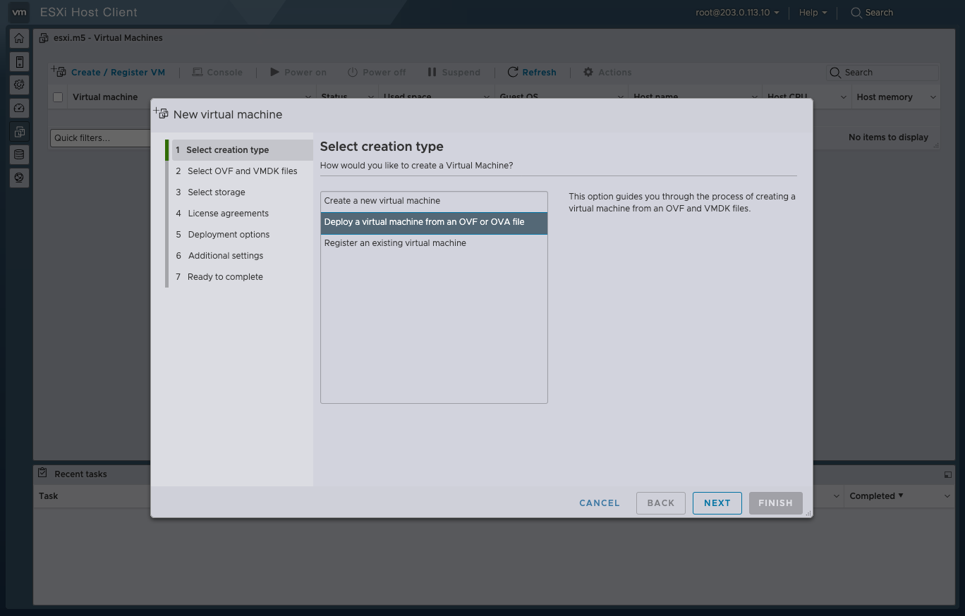 ESXi OVA Selection