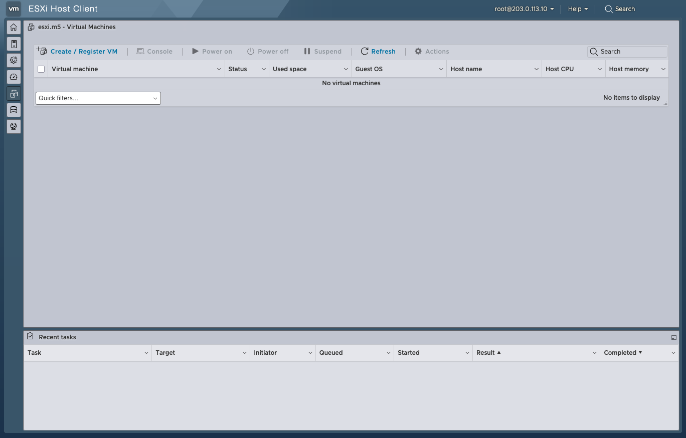 ESXi VM Tab