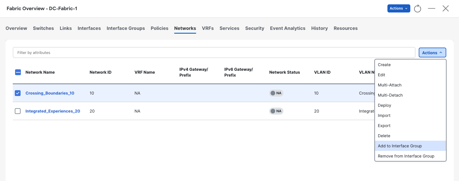 ND NDFC Basics Attach Network To Interface Group 1