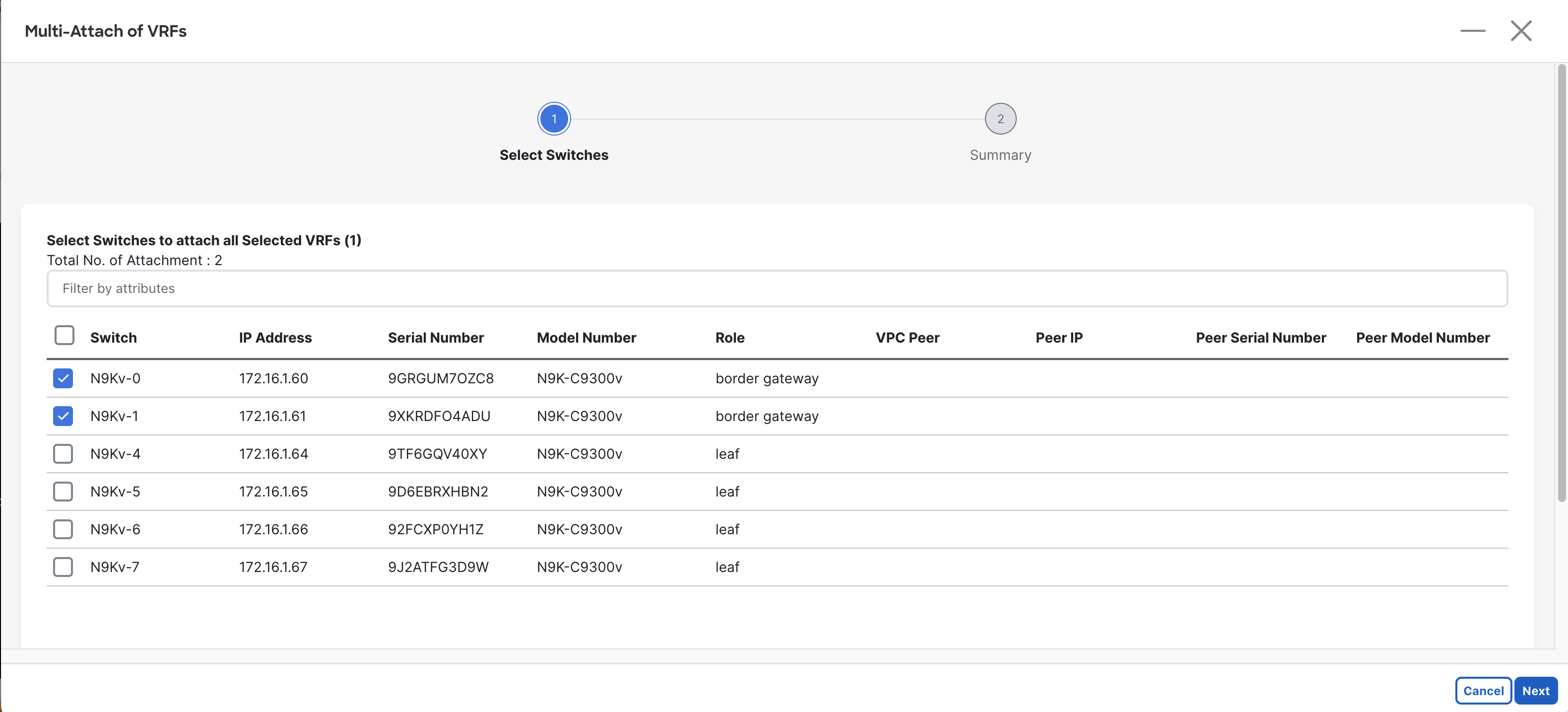 NDFC eBGP Select Borders VRF