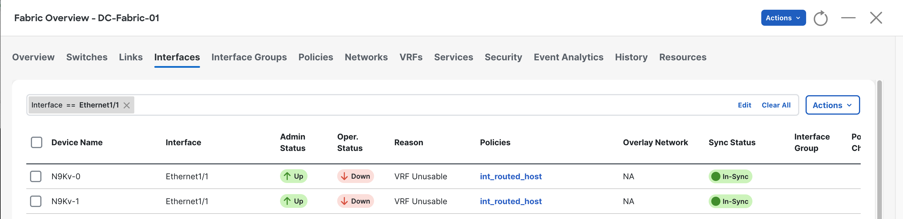 NDFC eBGP VRF Unusable